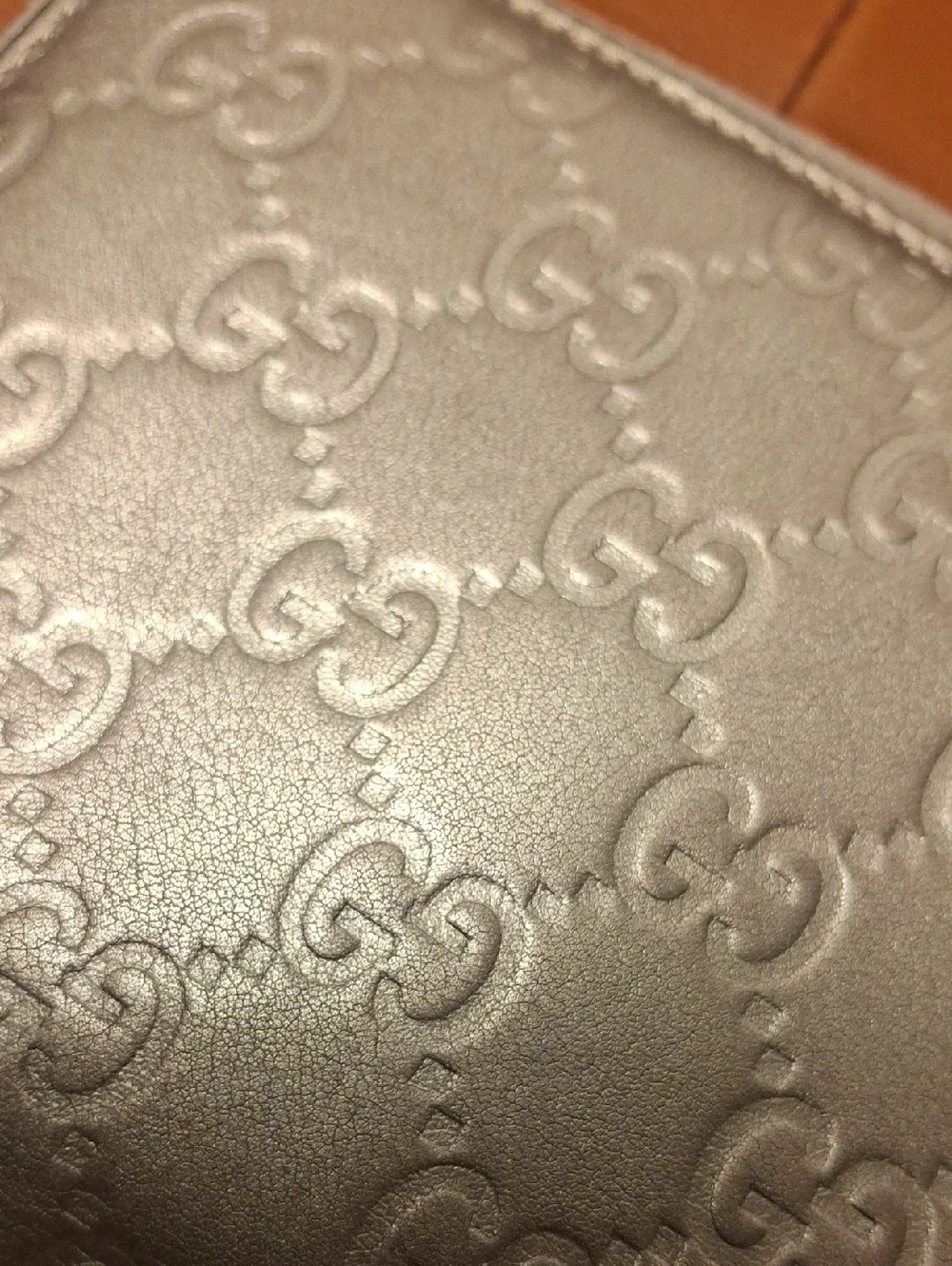 Gucci Metallic Taupe GG Zip Around Wallet - Metallic Beige - Picture 11 of 12